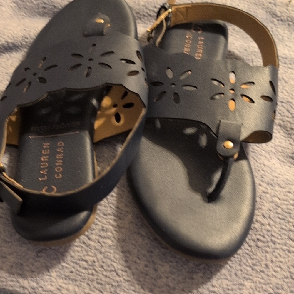 LC Lauren Conrad Navy Memory Foam Sandals